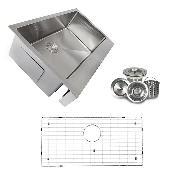 Nantucket Sinks Pro Series Single Bowl Undermount Stainless Steel Kitchen Sink with 5.5In. Apron Front EZApron33-5.5 - main
